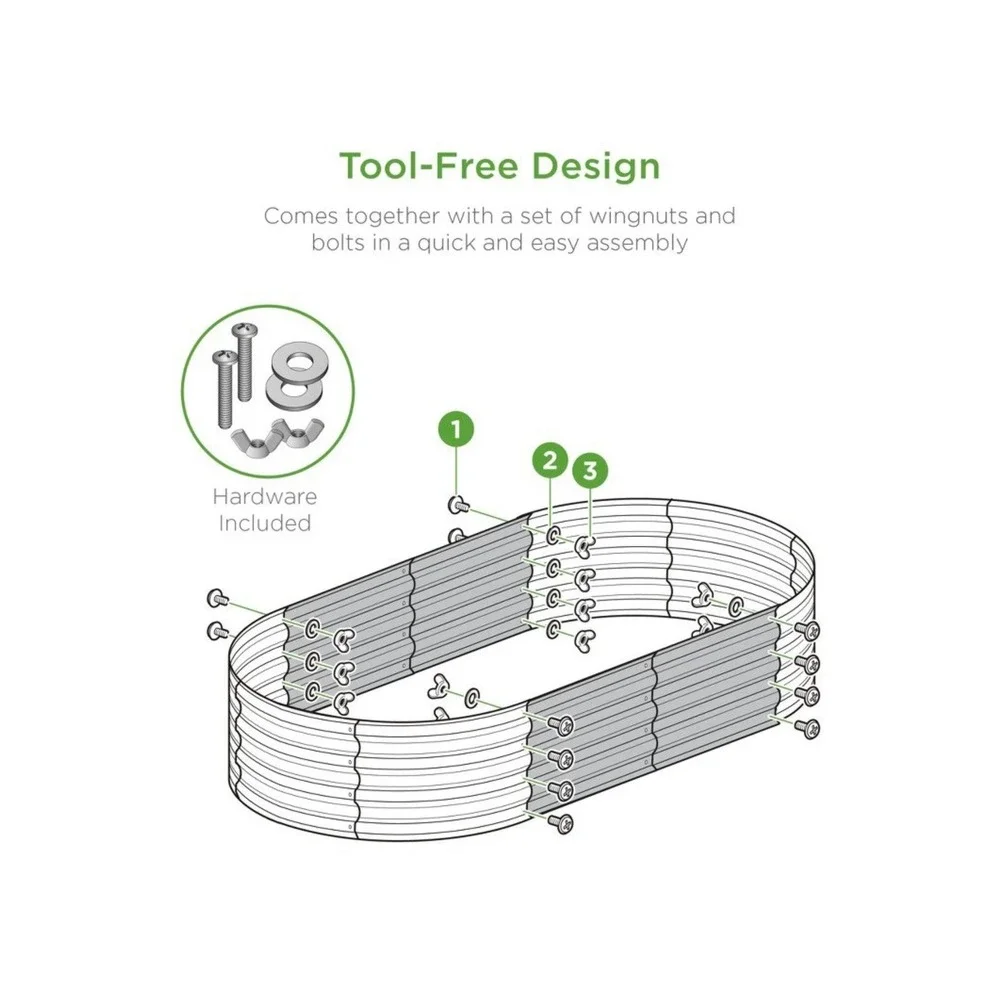 Best Choice Products 4x2x1ft Outdoor Raised Metal Oval Garden Bed, Planter Box